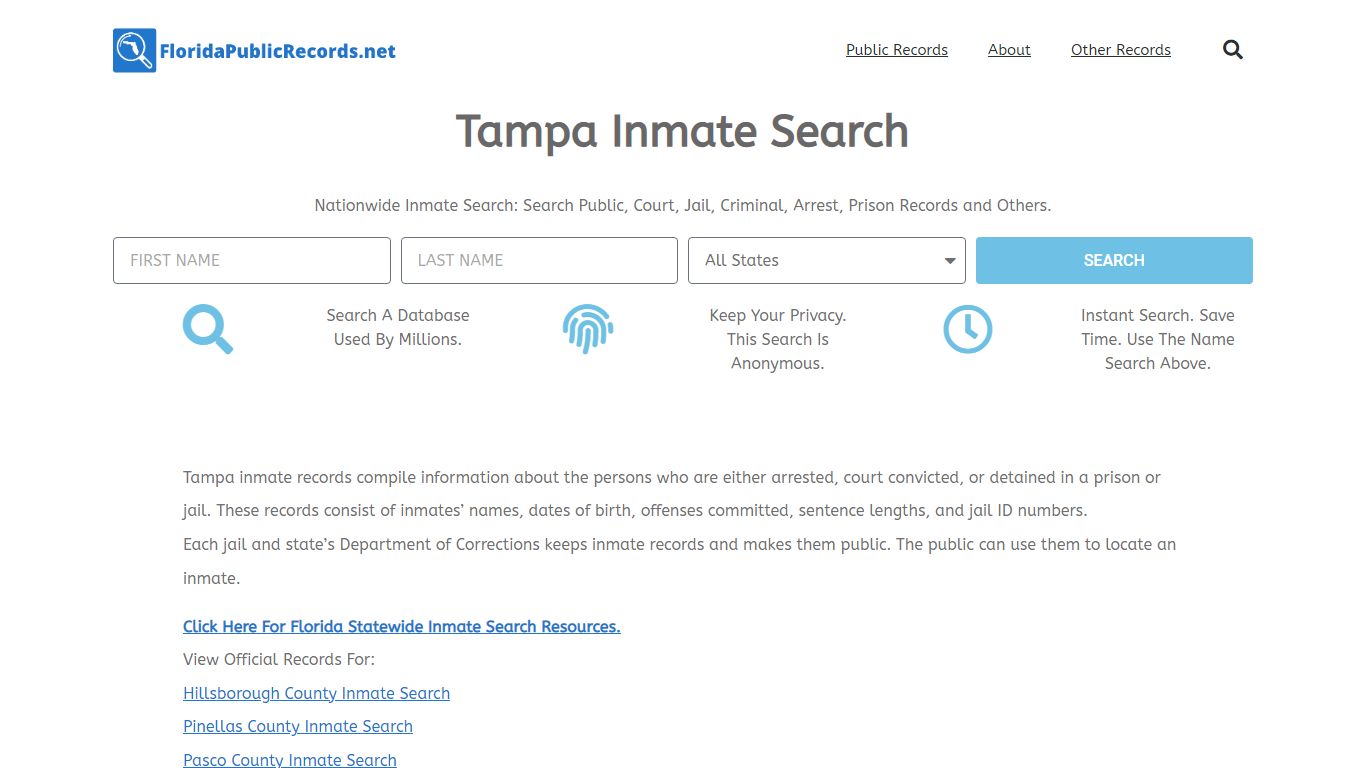 Tampa Inmate Search - TPD FL Current & Past Jail Records