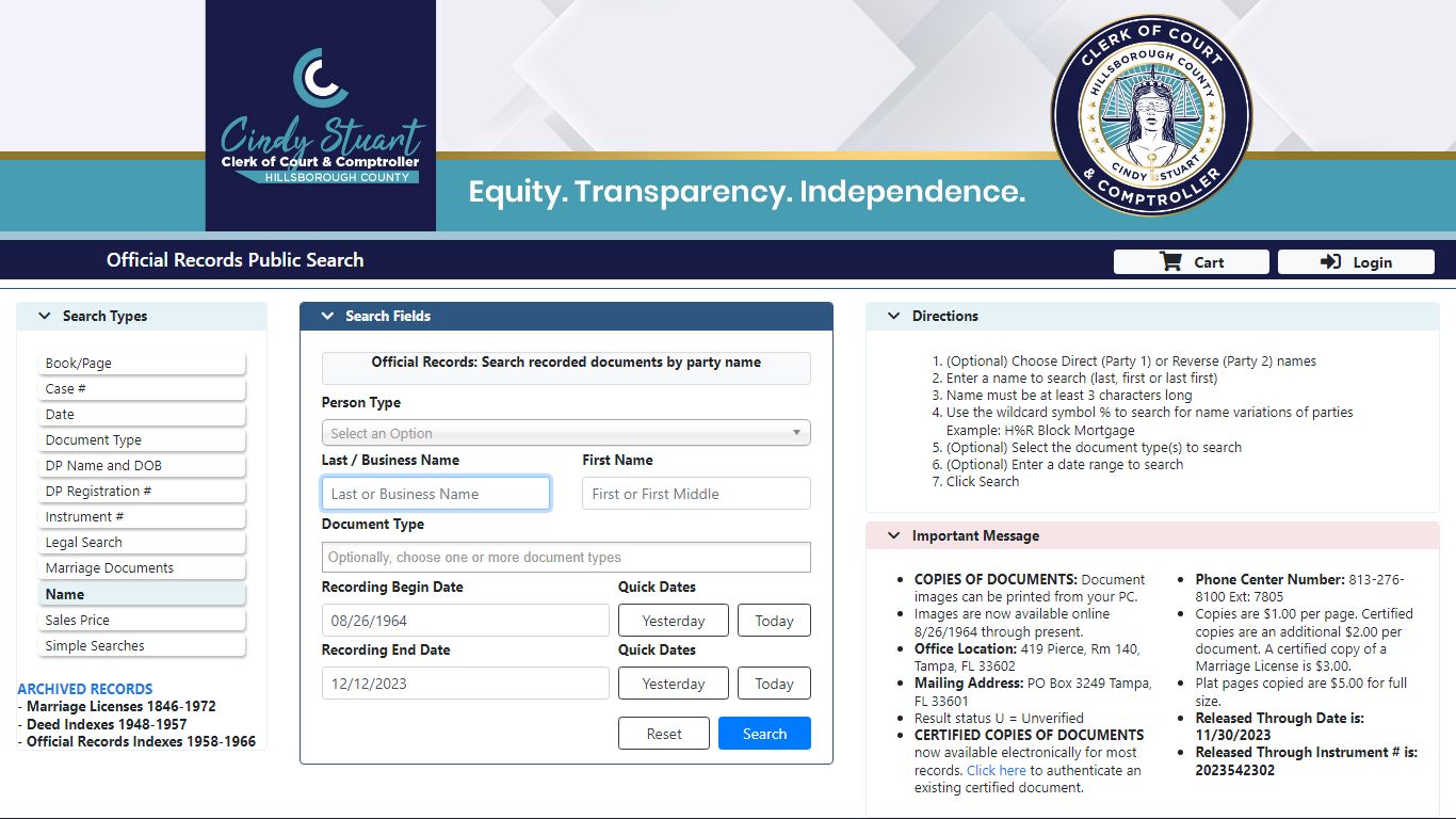 Hillsborough County Clerk of Circuit Courts - Official Records Public ...